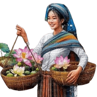loly33 femme asiatique  fleur - png gratis