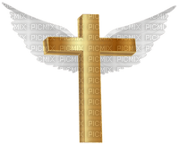 Kaz_Creations Easter Deco Gold Cross With Wings - png gratis
