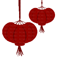 red Asian lanterns deco - GIF animado grátis