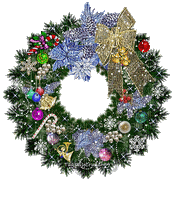 Wreath with blue bow - GIF animado grátis