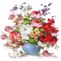 soave deco vase flowers  pink green blue - Free PNG