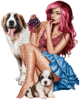 Woman. Dogs. Grapes. Leila - gratis png