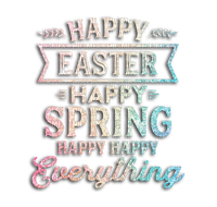 kikkapink happy easter text pink blue spring - 免费PNG