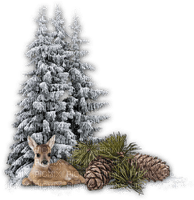 winter trees deer - безплатен png