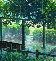 rain garden animated background - Gratis geanimeerde GIF