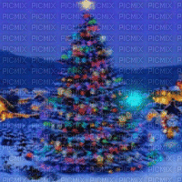 christmas tree magic animated bg - GIF animé gratuit