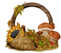 Herbst, Korb, Pilze, Sonnenblume, Fall - besplatni png