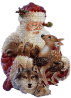 pere noel avec animaux - png grátis