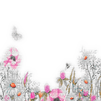 cadre fleurs rose pink dolceluna - Free PNG