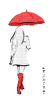 Mulher com guarda chuva - GIF animado grátis
