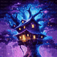 Fantasy Tree House - Nemokamas animacinis gif