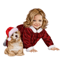 flicka-hund-jul-röd - zdarma png