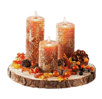 Drei Kerzen, Orange, Herbstdeko - png gratis