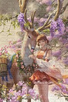 girl with deer - png gratuito