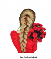 loly33 femme de dos fleur - PNG gratuit