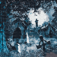 soave background animated gothic cemetery blue - GIF animasi gratis