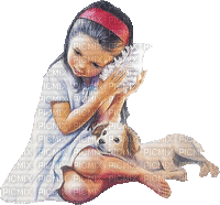 MARTINE child with little dog