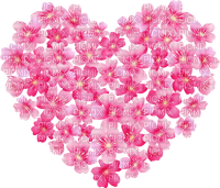 Pink flowers heart sakura deco [Basilslament] - gratis png
