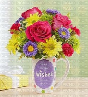 image encre happy birthday fleurs bouquet gift edited by me - png gratis