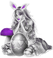 soave woman girl easter eggs black white purple - ücretsiz png