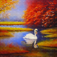 kikkapink autumn background swan lake - Δωρεάν κινούμενο GIF