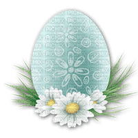 Easter Egg Blue White Flower  - Bogusia - bezmaksas png