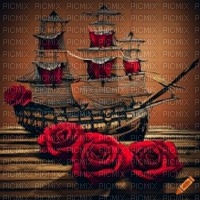 Ship with Red Roses - darmowe png