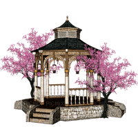 Asian Pagoda.Black.Brown.Pink - Free PNG