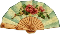 Eventail motifs roses - PNG gratuit