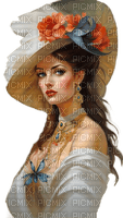 Женщина в шляпе арт - 免费PNG