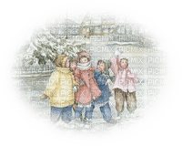 Kaz_Creations Paysage Scenery Winter Children Friends - PNG gratuit