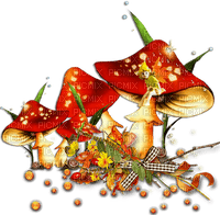 soave deco autumn mushrooms scrap red green brown - gratis png