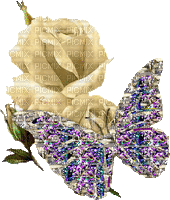 Schmetterling, Rose - Besplatni animirani GIF