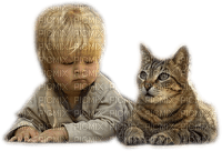 niño i gato vintage dubravka4 - png gratuito