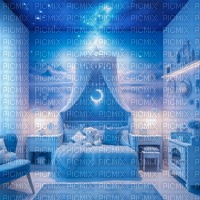 Blue Kawaii Galaxy Bedroom - Free PNG