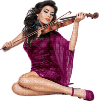 Woman playing violin. Purple dress. Leila