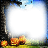 soave frame halloween pumpkin forest  moon tree - zdarma png