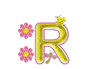 Kaz_Creations Alphabets Flowers-Bee Letter R