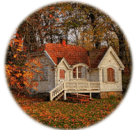 Осенний фон с домом - png ฟรี