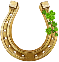 Horseshoe.Clovers.Gold.Green - Free PNG