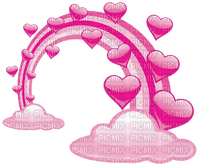 Kaz_Creations Valentine Deco Love Hearts Clouds Rainbow Pink - Free PNG