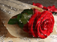 RED ROSE AND MUSIC GLITTER - Darmowy animowany GIF