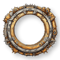 Steampunk.Circle.Frame.gold.Victoriabea - 免费PNG