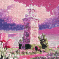 Pink Fantasy Tower - GIF animé gratuit