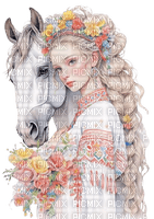 loly33 femme cheval printemps - PNG gratuit