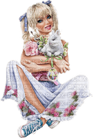 woman with bunny - ingyenes png