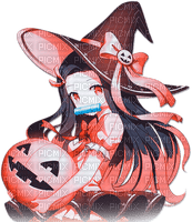 soave anime girl halloween witch  pink teal - png gratis