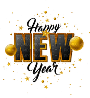 Happy New Year.Text.Gold.Black.Deco.Victoriabea - ilmainen png