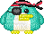 teal penguin pirate pixel art - GIF animasi gratis