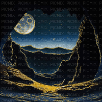 Cave & Moon - GIF animé gratuit